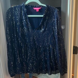 Navy Blue Lily Pulitzer Sequin Women's Top